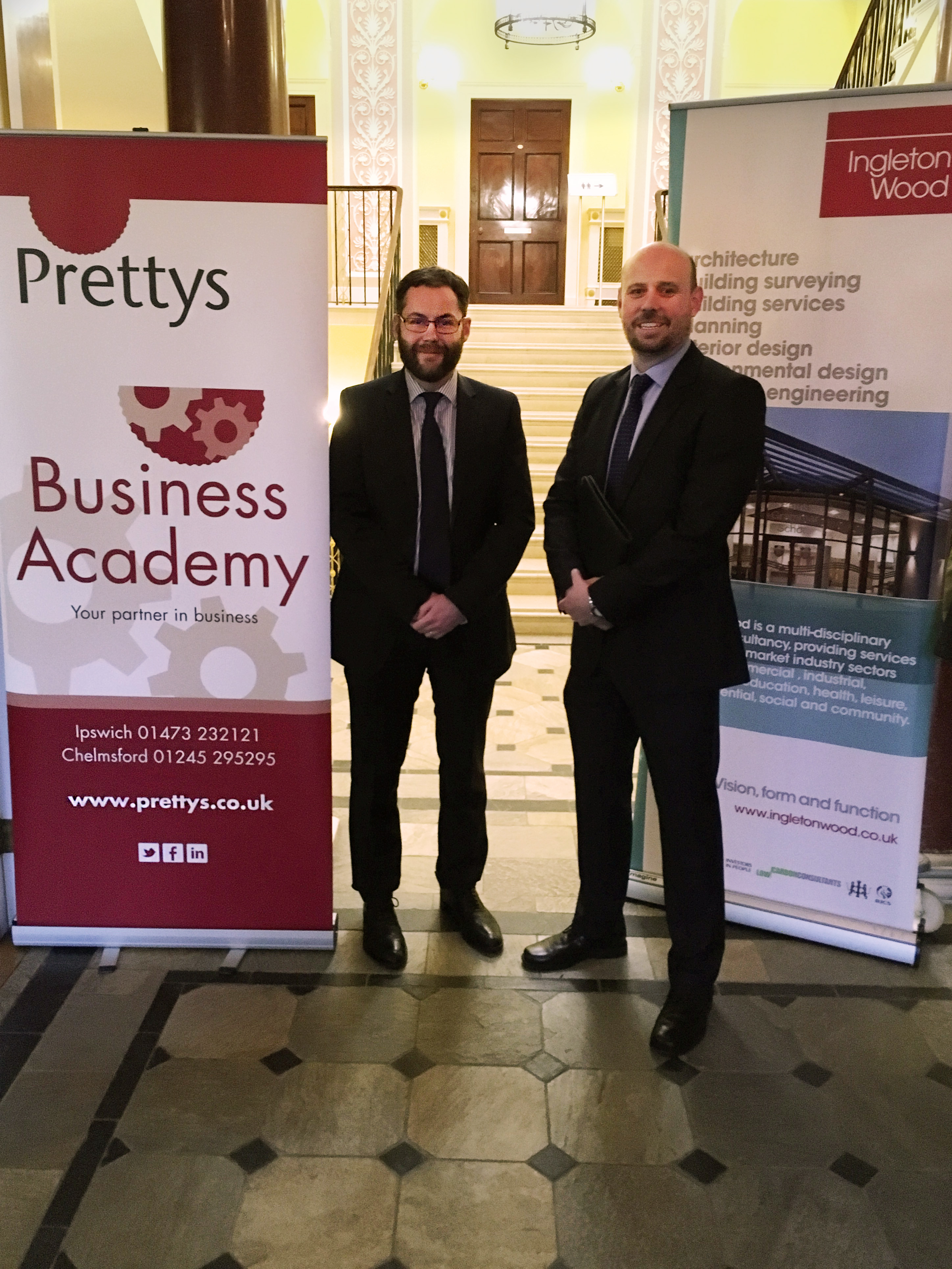 Ross Wiltshire (Prettys) and Scott Barlow (Ingleton Wood) at the Prettys Business Academy event